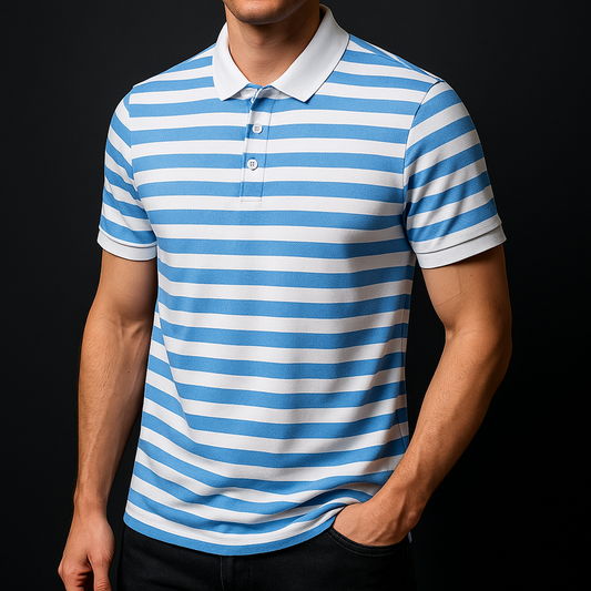 Men's Casual Striped Polo Shirt | Short Sleeve Smart Casual Essential