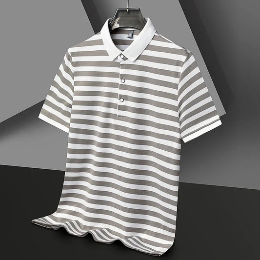 Men's Casual Striped Polo Shirt | Short Sleeve Smart Casual Essential