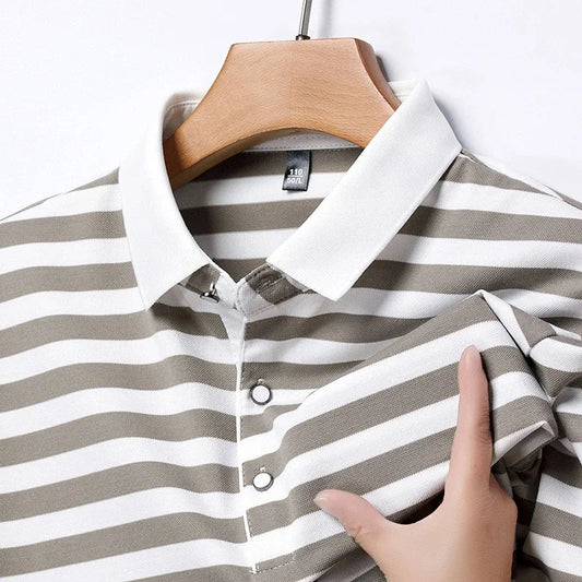 Men's Casual Striped Polo Shirt | Short Sleeve Smart Casual Essential