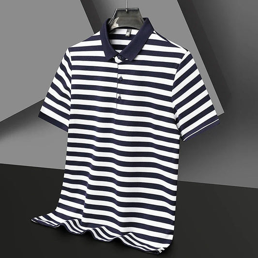 Men's Casual Striped Polo Shirt | Short Sleeve Smart Casual Essential