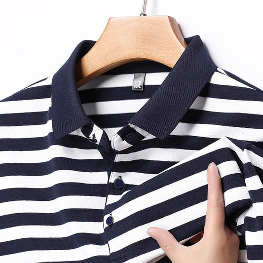 Men's Casual Striped Polo Shirt | Short Sleeve Smart Casual Essential
