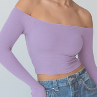 Women's Ribbed Off-Shoulder Long Sleeve Top | Chic Everyday Style