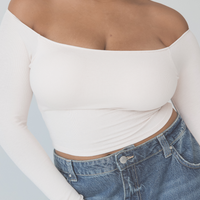 Women's Ribbed Off-Shoulder Long Sleeve Top | Chic Everyday Style