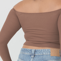 Women's Ribbed Off-Shoulder Long Sleeve Top | Chic Everyday Style