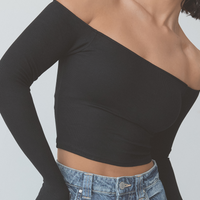 Women's Ribbed Off-Shoulder Long Sleeve Top | Chic Everyday Style