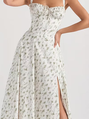 Women's Floral Midi Dress | Elegant Spaghetti Strap Summer Dress