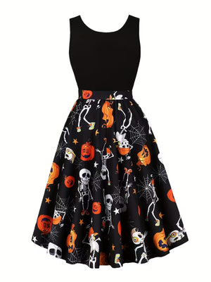 Women's Cute Halloween Print Dress