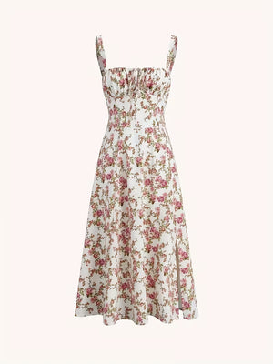 Women's Floral Midi Dress | Elegant Spaghetti Strap Summer Dress