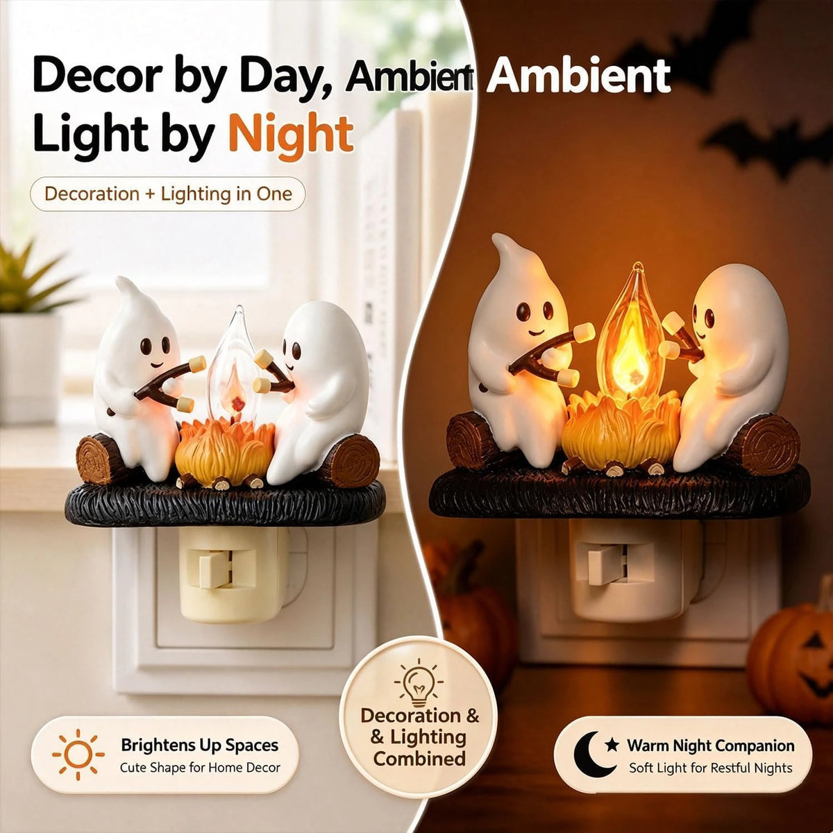 Ghost Campfire Halloween Plug-in Night Light