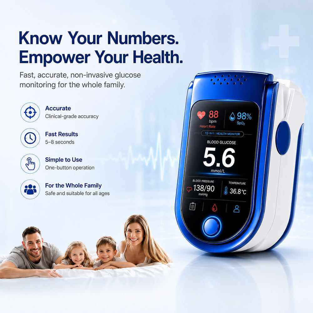 Glucose Health Monitor – Needle-Free Fingertip Health Tracking