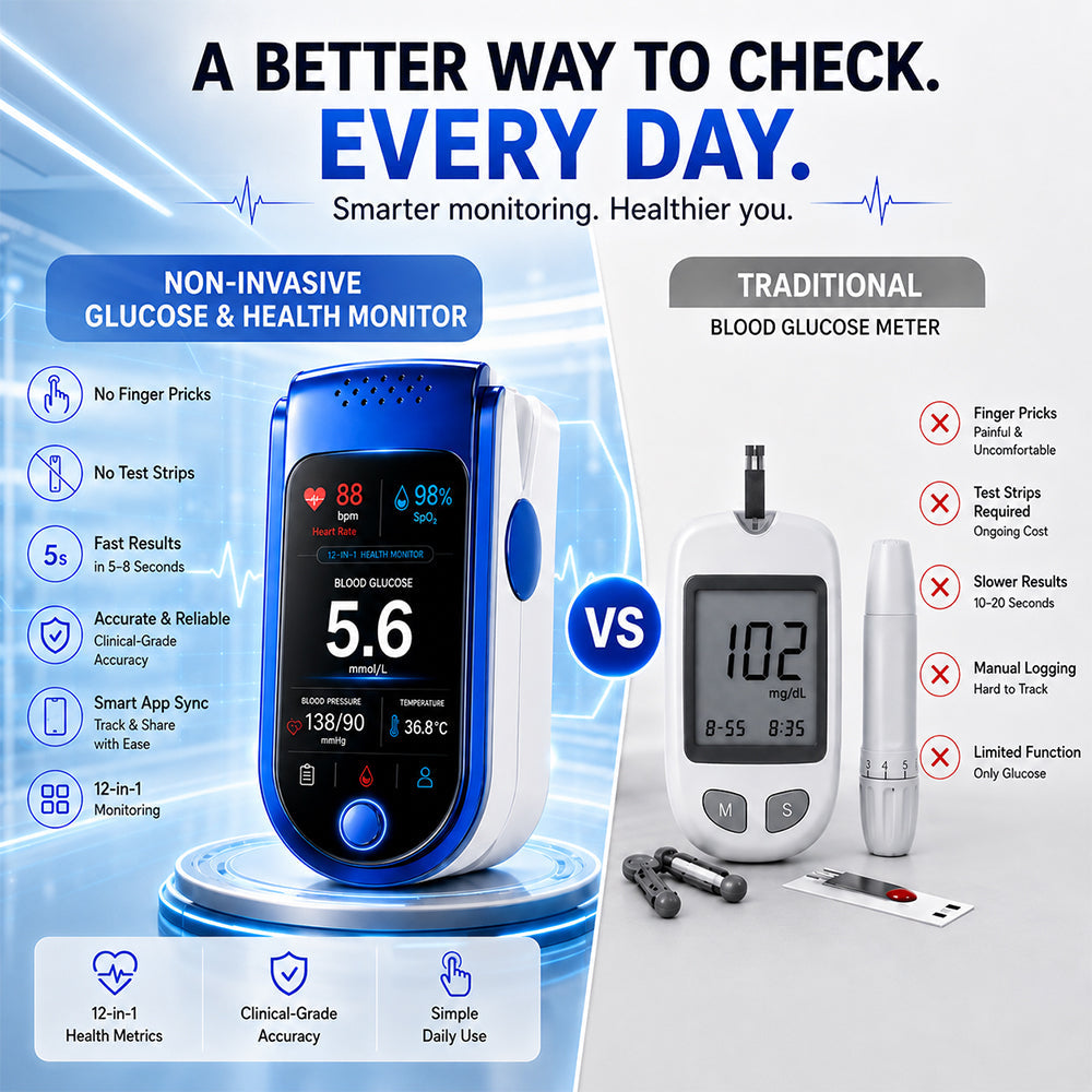 Glucose Health Monitor – Needle-Free Fingertip Health Tracking