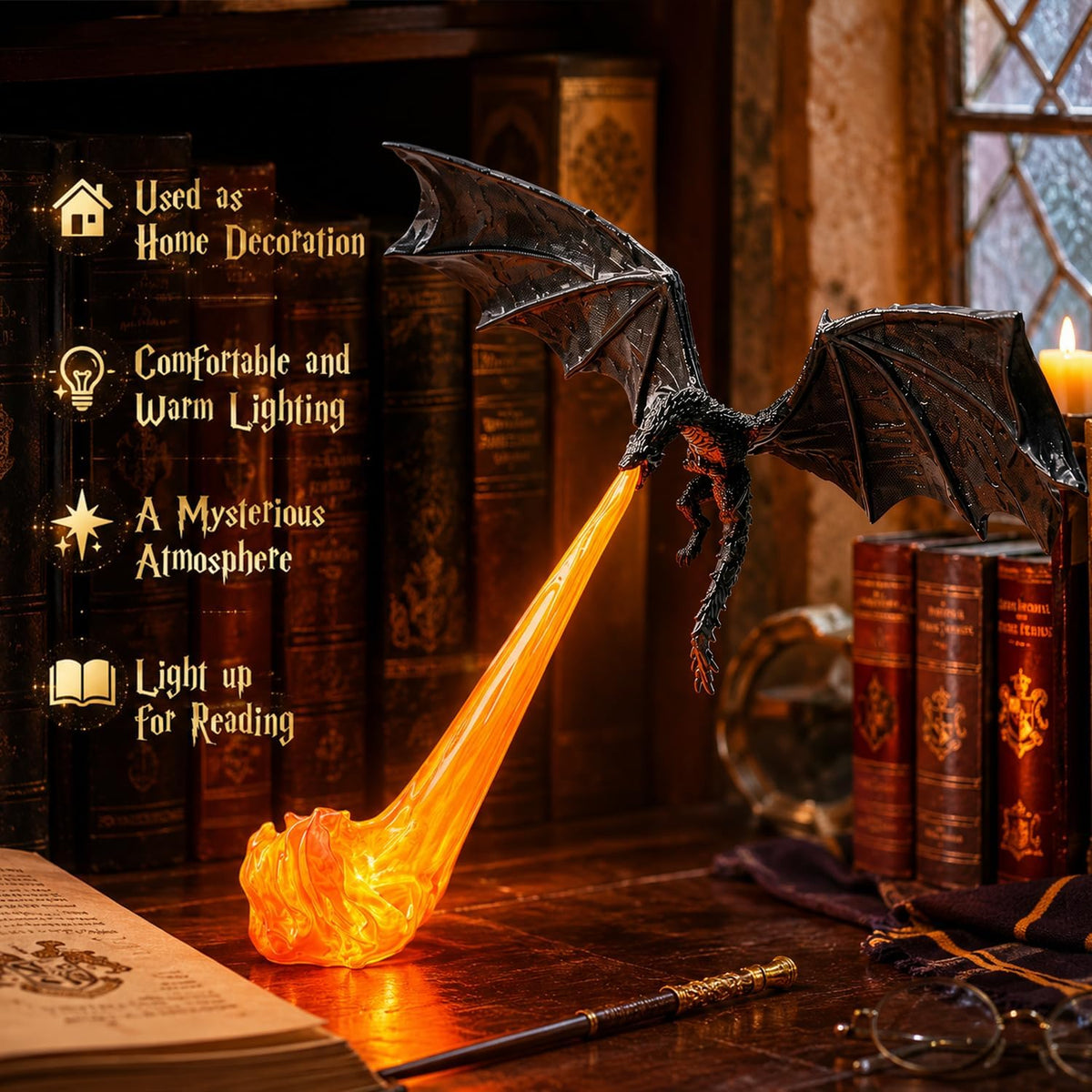Dragon Breath Flame Night Light Decor
