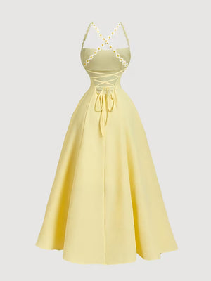Women's Floral A-Line Midi Dress | Elegant Ruched Summer Cami Dress