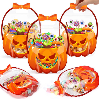 Halloween Treat Bags with Handles | Resealable Pumpkin Candy Bags