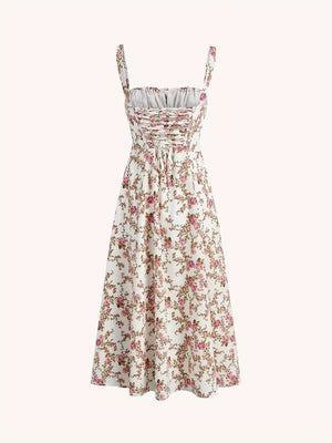 Women's Floral Midi Dress | Elegant Spaghetti Strap Summer Dress
