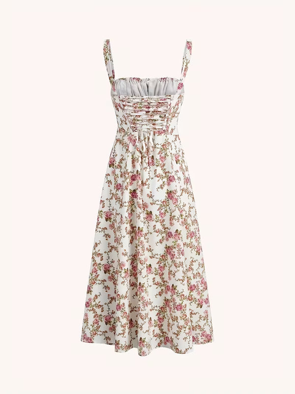 Women's Floral Midi Dress | Elegant Spaghetti Strap Summer Dress