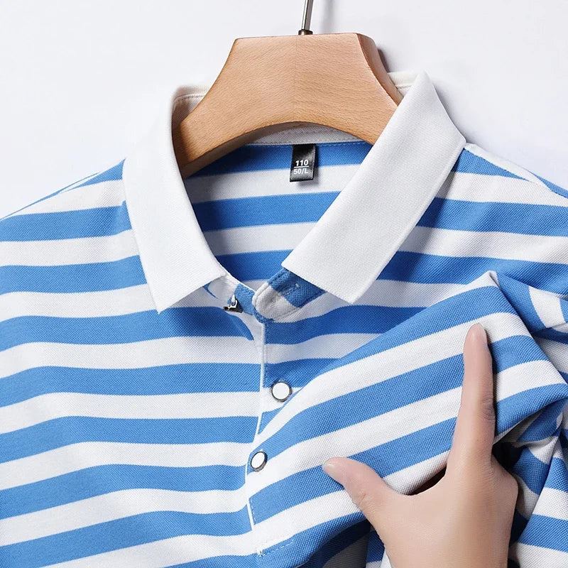 Men's Casual Striped Polo Shirt | Short Sleeve Smart Casual Essential