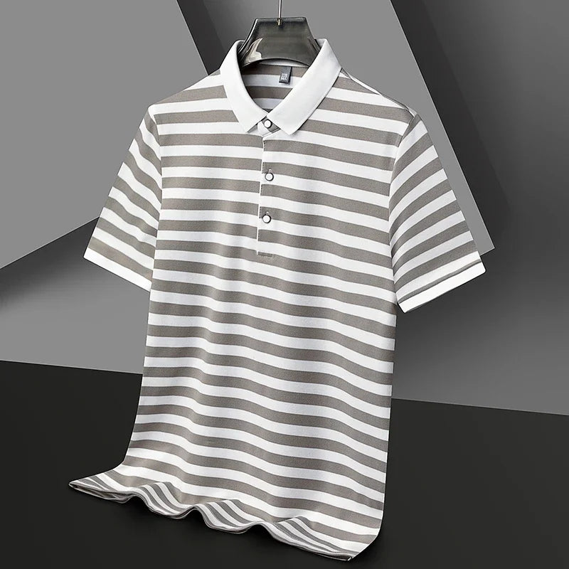 Men's Casual Striped Polo Shirt | Short Sleeve Smart Casual Essential