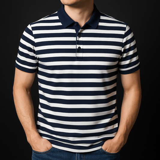 Men's Casual Striped Polo Shirt | Short Sleeve Smart Casual Essential