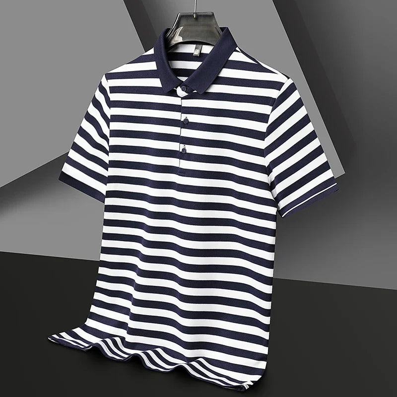 Men's Casual Striped Polo Shirt | Short Sleeve Smart Casual Essential