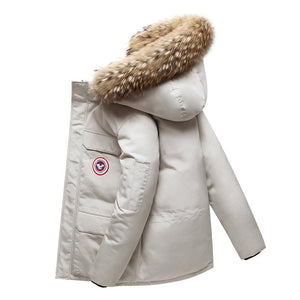 Men's Mid-Length Winter Parka | Warm Hooded Puffer Jacket/white