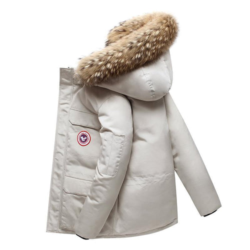 Men's Mid-Length Winter Parka | Warm Hooded Puffer Jacket/white