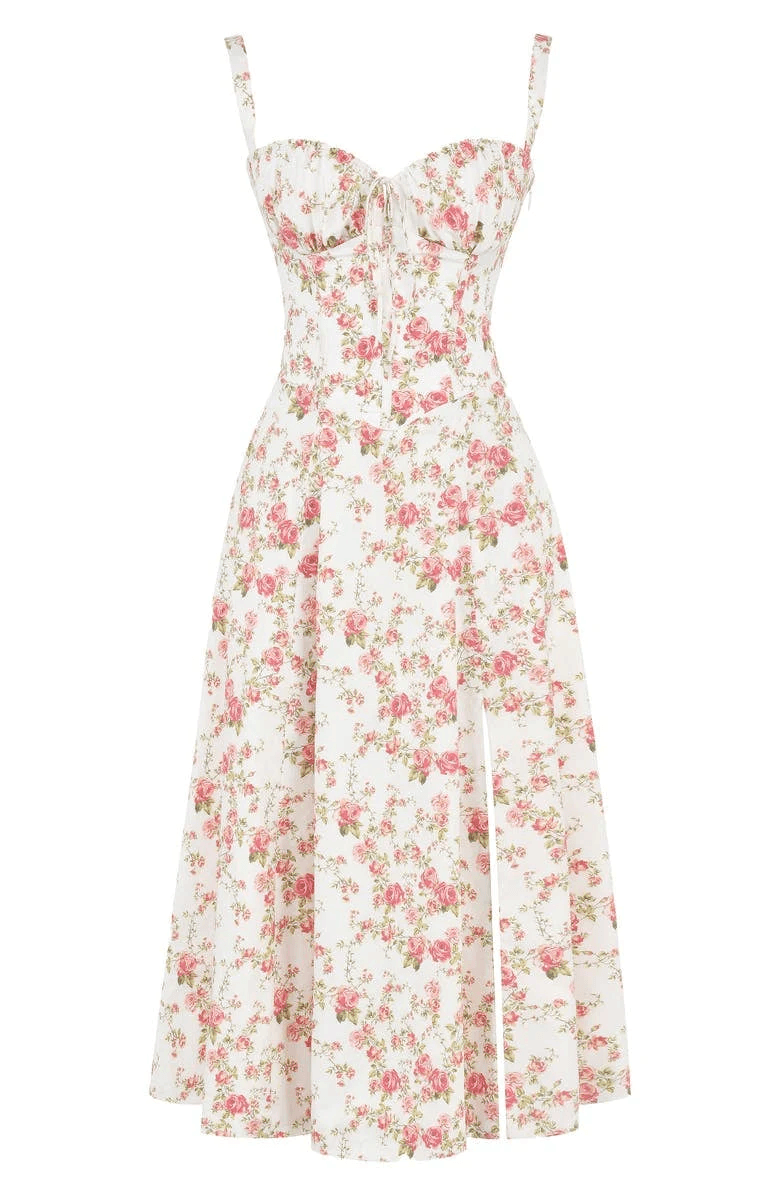 Women Floral Strapless Summer Dress