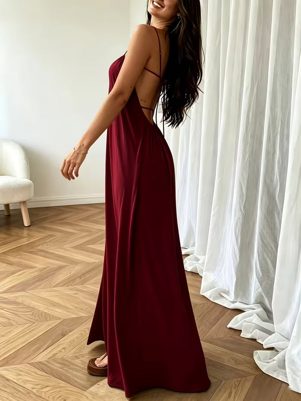 Women_s_Backless_Camisole_Maxi_Dress_Relaxed_Lounge_Vacation_Style_Deep Red