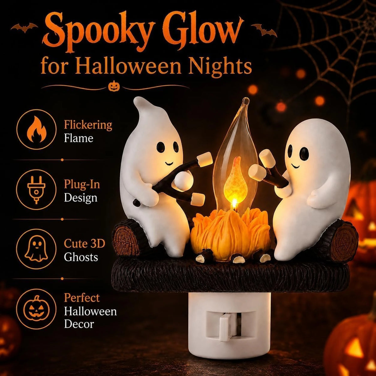 Ghost Campfire Halloween Plug-in Night Light