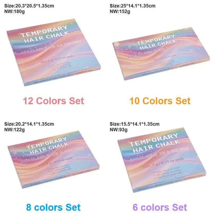 Washable Temporary Hair Chalk – 6 – 12 Vibrant Colors