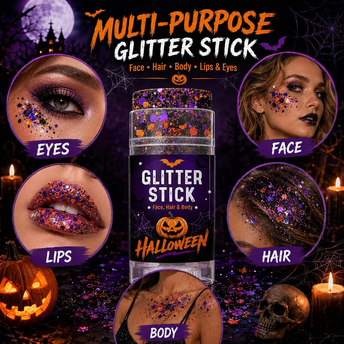 Halloween Glitter Stick for Face, Hair & Body