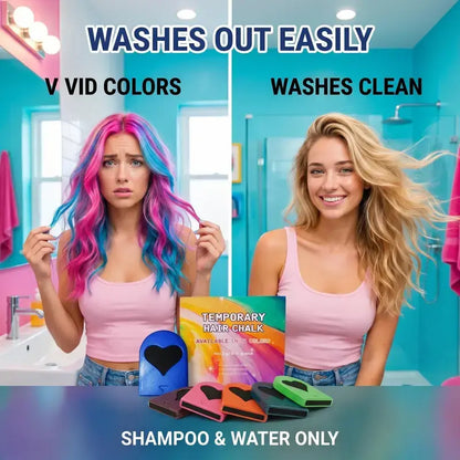 Washable Temporary Hair Chalk – 6 – 12 Vibrant Colors