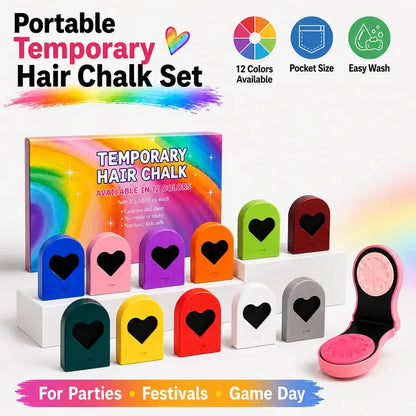 Washable Temporary Hair Chalk – 6 – 12 Vibrant Colors