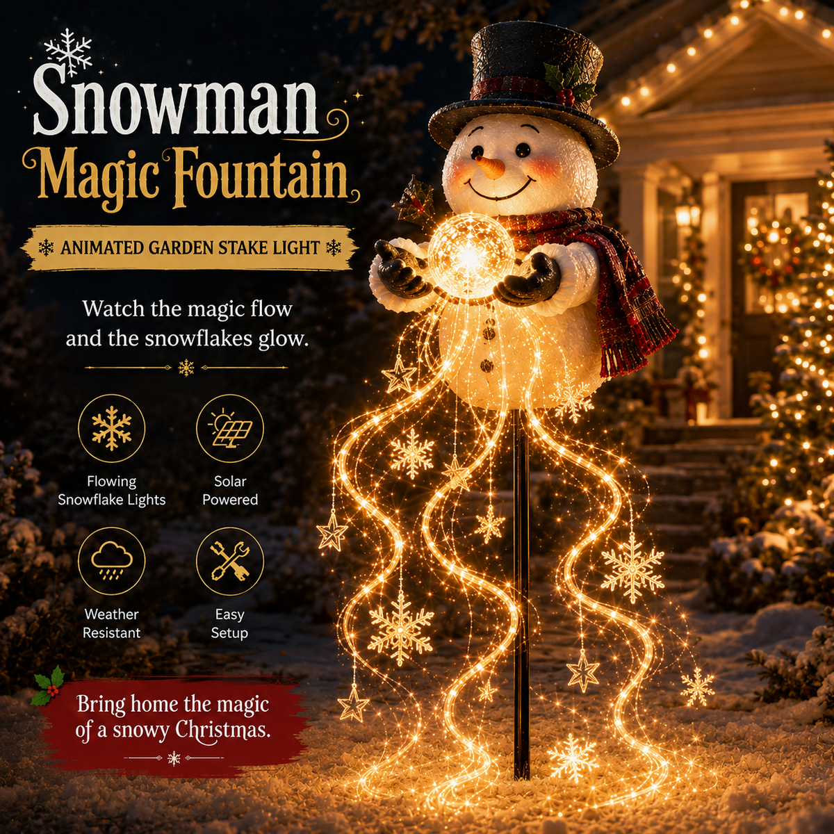 Christmas Garden Light – Flowing Snowflake Glow for Your Yard