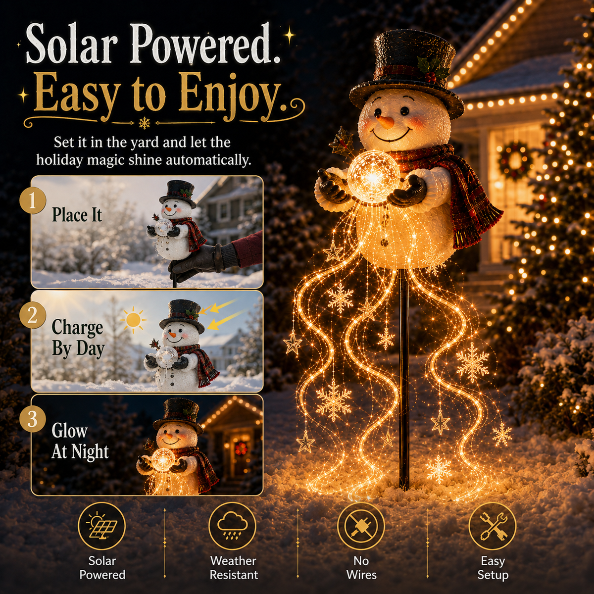 Christmas Garden Light – Flowing Snowflake Glow for Your Yard