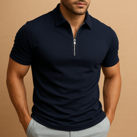 Men's Lightweight Zip Polo Shirt | Smart Casual Slim Fit