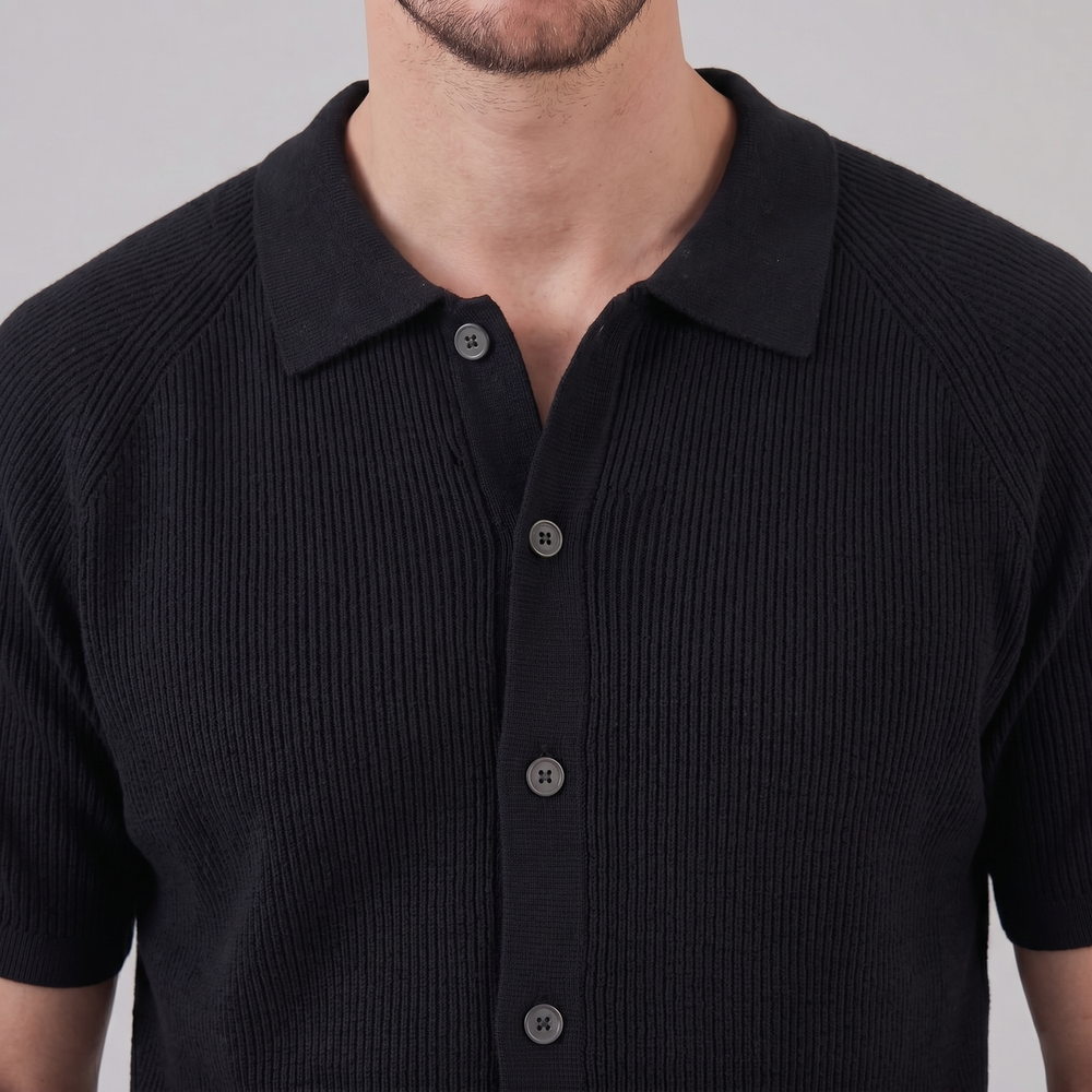 Men's Long Sleeve Button Polo Shirt | Smart Casual Classic Fit