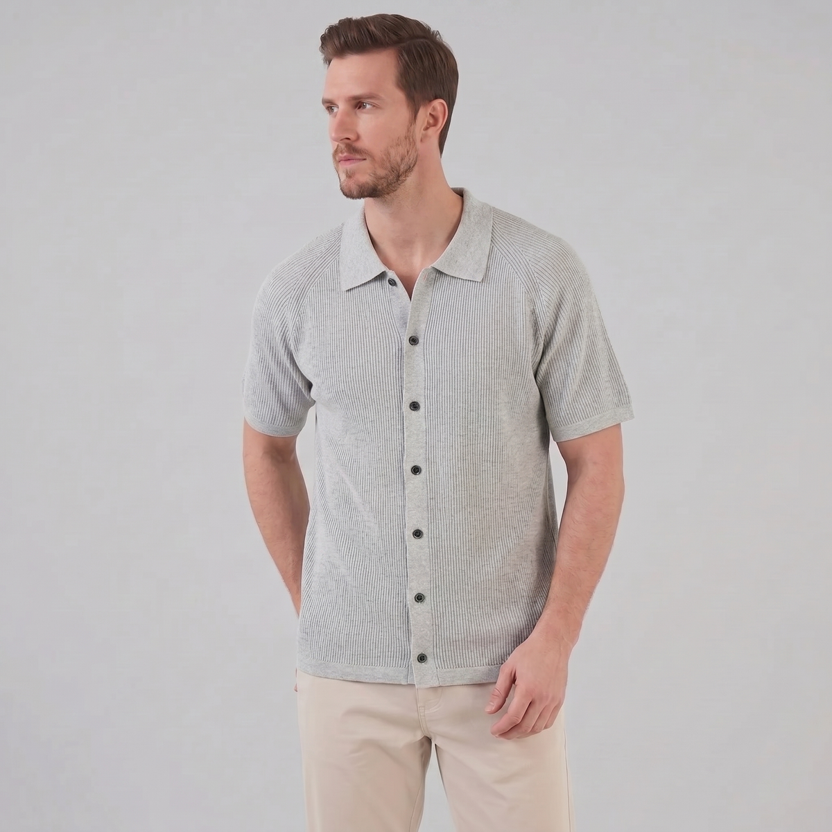 Men's Long Sleeve Button Polo Shirt | Smart Casual Classic Fit